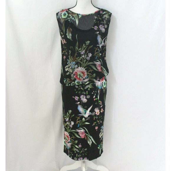 Jean Paul Gaultier Dresses & Skirts - FUZZI $595 Womens Black Multicolor Floral Sleeveless Blouson Dress L NWT FLAW